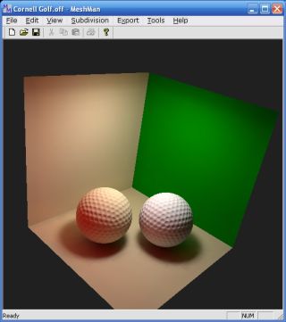 Golf balls in Cornell box 1