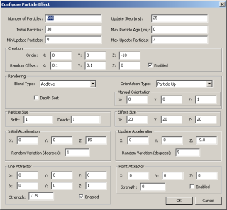 Screenshot of
the Configure Particle Effect dialog box - Click for full-size image